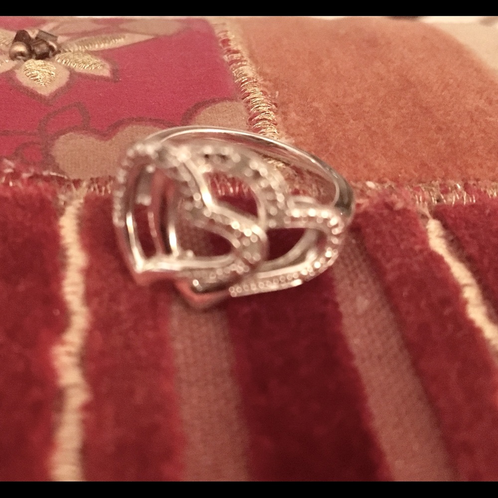 Sterling Silver (925) Hearts Ring w/Marcasite (8) - Picture 3 of 7